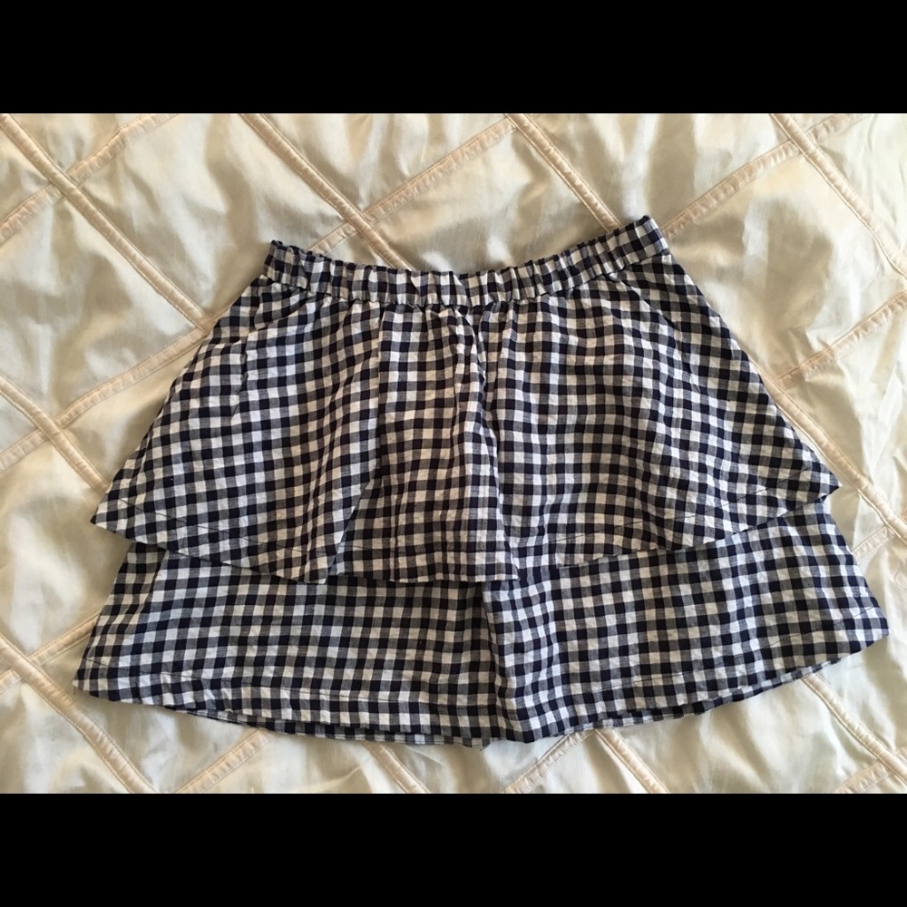 Madewell Navy Gingham Skirt
